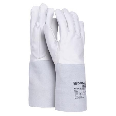Védőkesztyű, TIG, kecskebőr, DONAU "Safety" , 10/XL méret, fehér-szürke