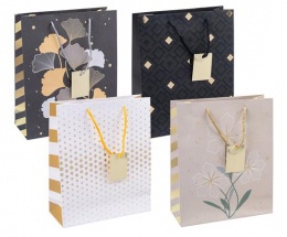 Ajándéktáska, zsinórfüles,  25x30x10cm, DONAU "Home", vegyes minta